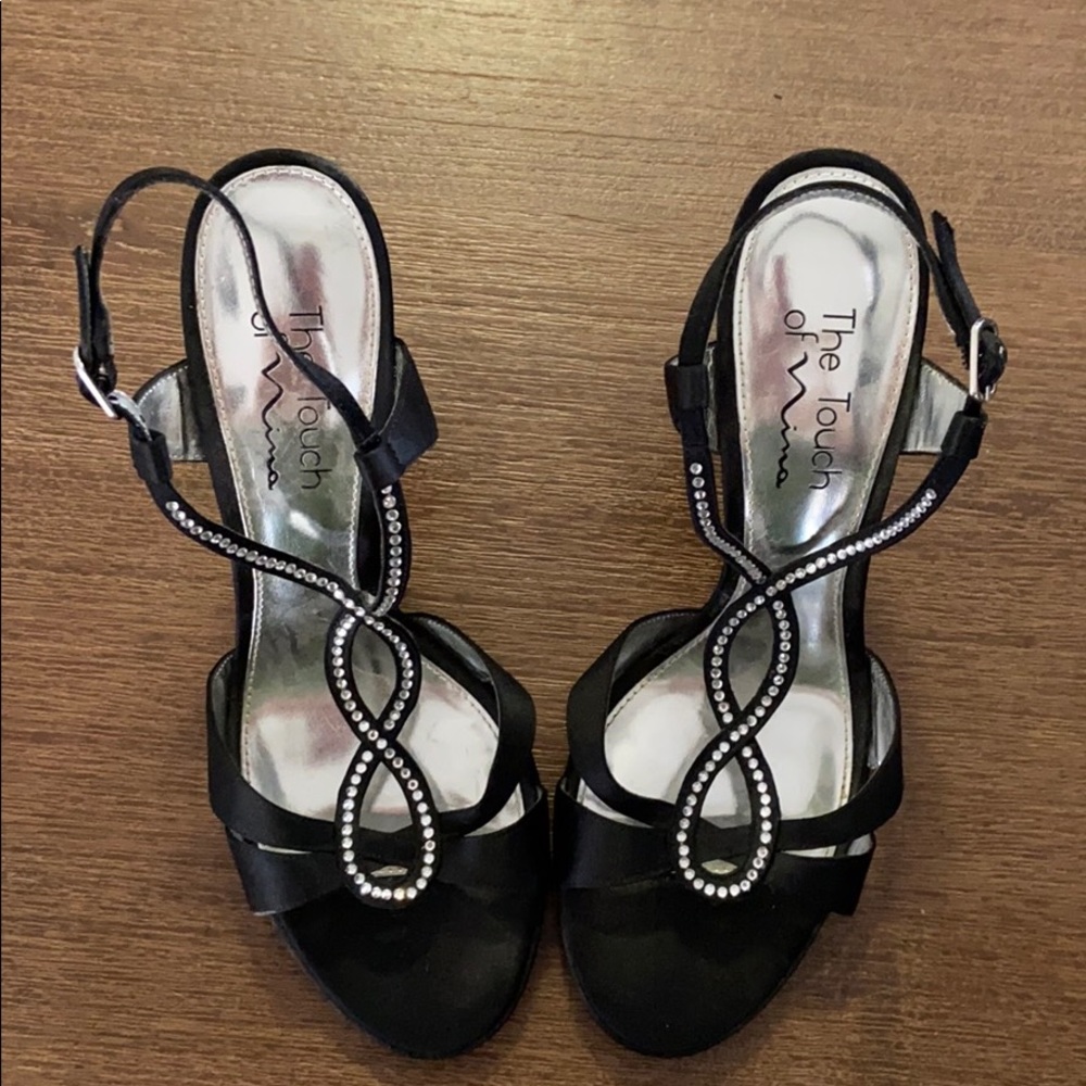Black bedazzled heels, David’s bridal size 8.5